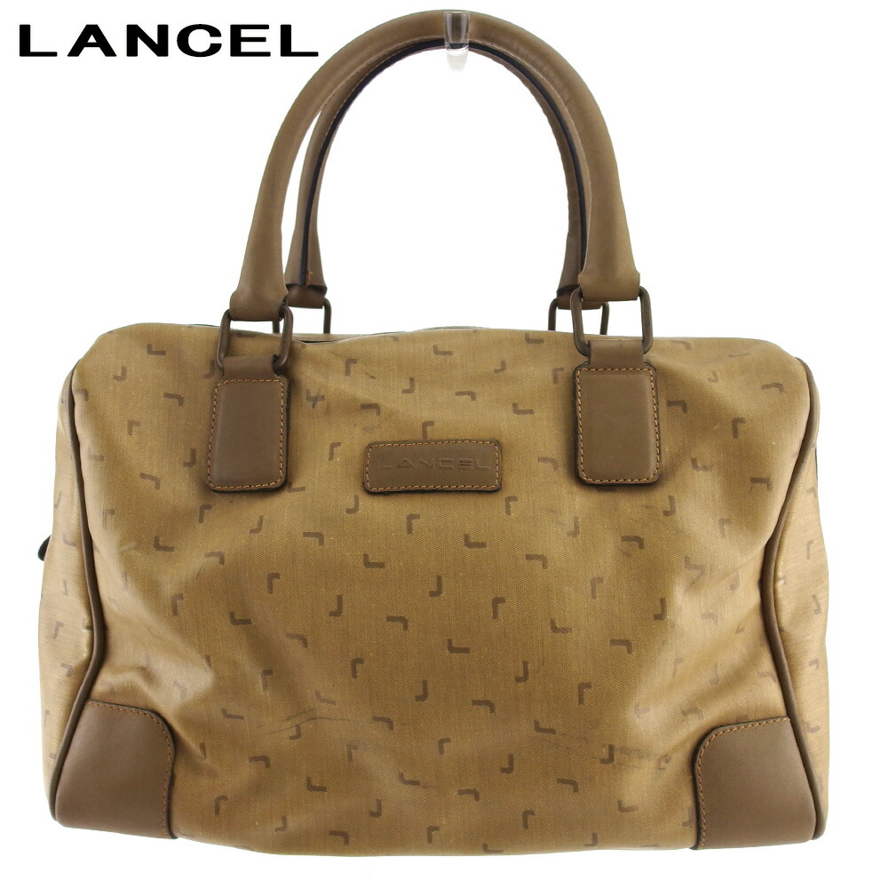 【決算前SALE★50％OFFクーポン】ランセル LANCEL ボストンバッグ L柄 ベージュ ブラウン メンズ 中古 ブランド ハイブランド ヴィンテージ