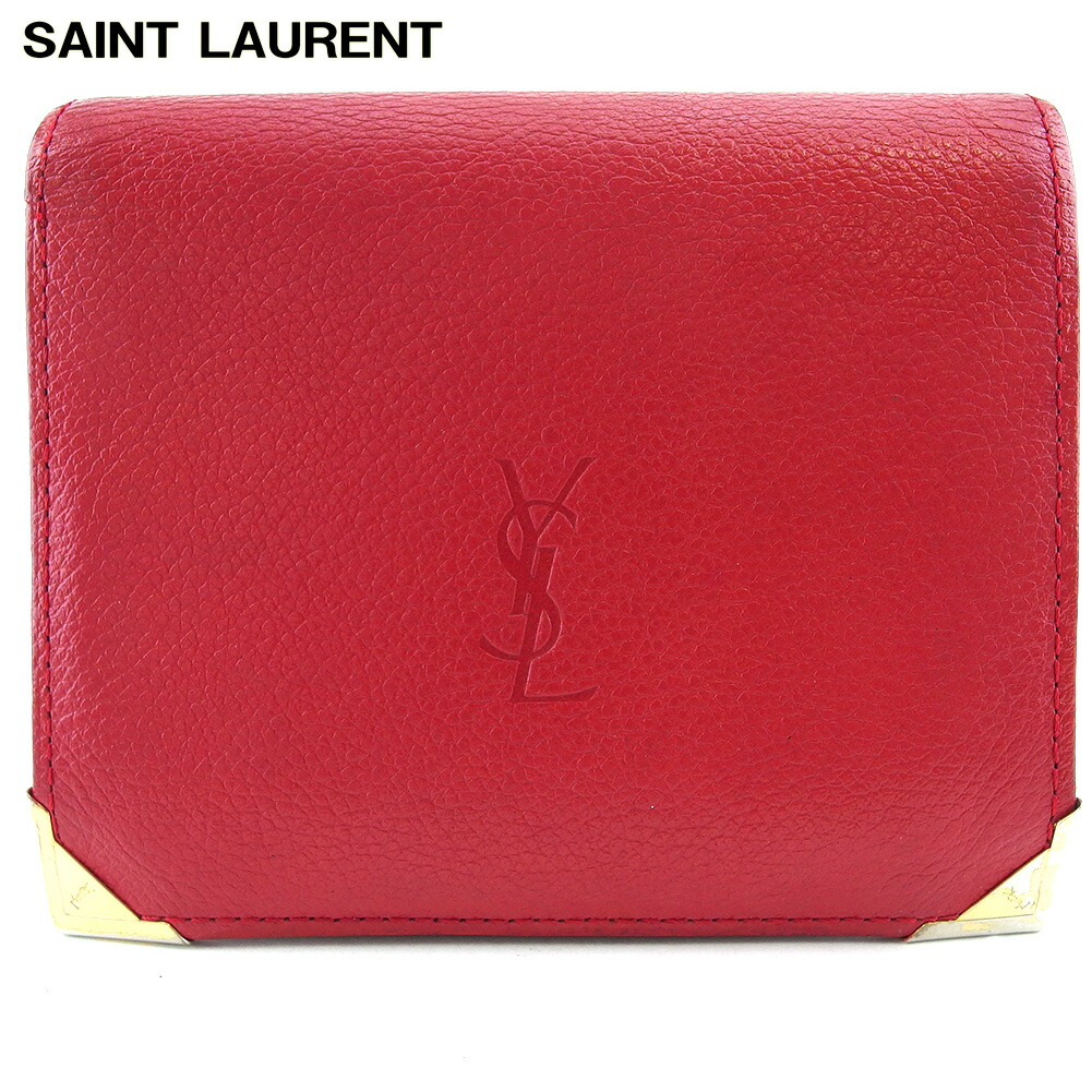【雨季得SALE★21％OFFクーポン券】サンローラン SAINT LAURENT 二つ折り紙入れ YSLロゴタイプ 赤いこと ゴールド メンズ 中古 ブランド名 ご機嫌ブランド名 ヴィンテージ