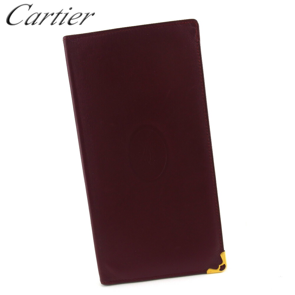 【雨季得SALE★21％OFFクーポン券】カルティエ CARTIER 紙入れ 船檣伝達ルート ボルドーワイン ゴールド メンズ 中古 ブランド名 ご機嫌ブランド名 ヴィンテージ