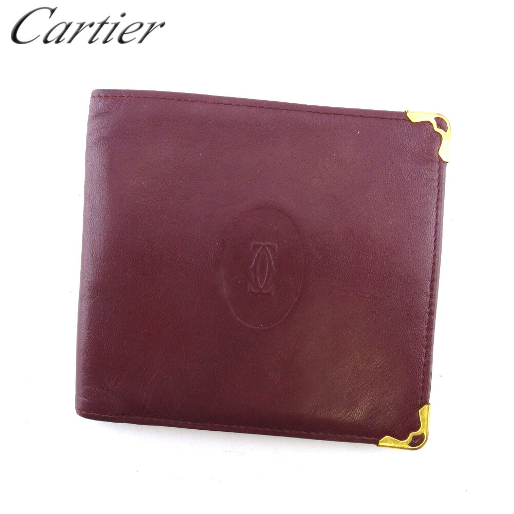 【Fashion Special Fair★28％OFF引き換え証】カルティエ CARTIER 金入れ 帆檣伝達ルート ボルドーワイン ゴールド メンズ 中古 ブランド名 ご機嫌ブランド名 ヴィンテージ 財布・ケース-レディース財布-バッグ・小物・ブランド雑貨