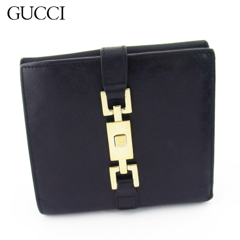 【月代わりの人大売り出し★29％OFFクーポン券】グッチ GUCCI 二つ折り紙入れ マイクロGG ジャッキー 黒いこと ゴールド メンズ 中古 ブランド名 ご機嫌ブランド名 ヴィンテージ