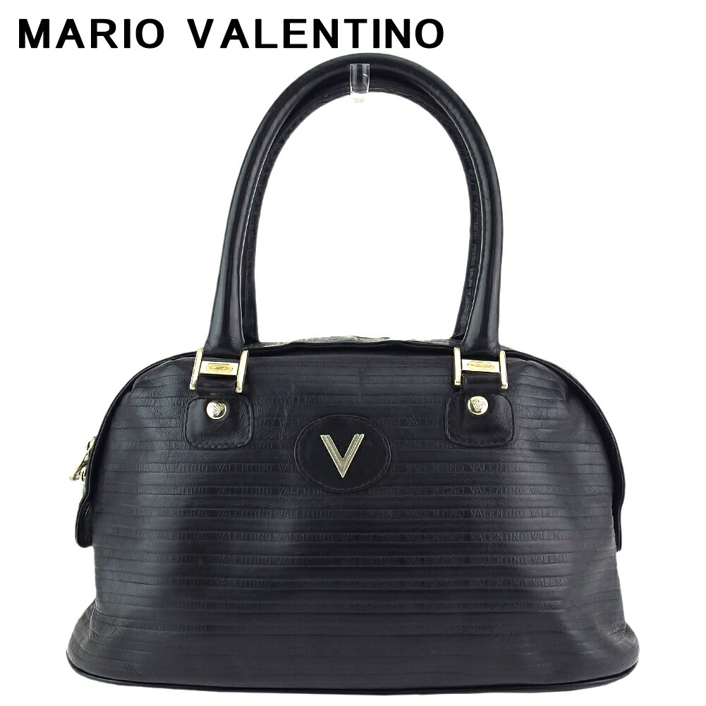 【お買い物マラソン★30％OFFクーポン】マリオ・ヴァレンティノ MARIO VALENTINO ハンドバッグ Vマーク ブラック シルバー ゴールド レディース 中古 ブランド ハイブランド ヴィンテージ