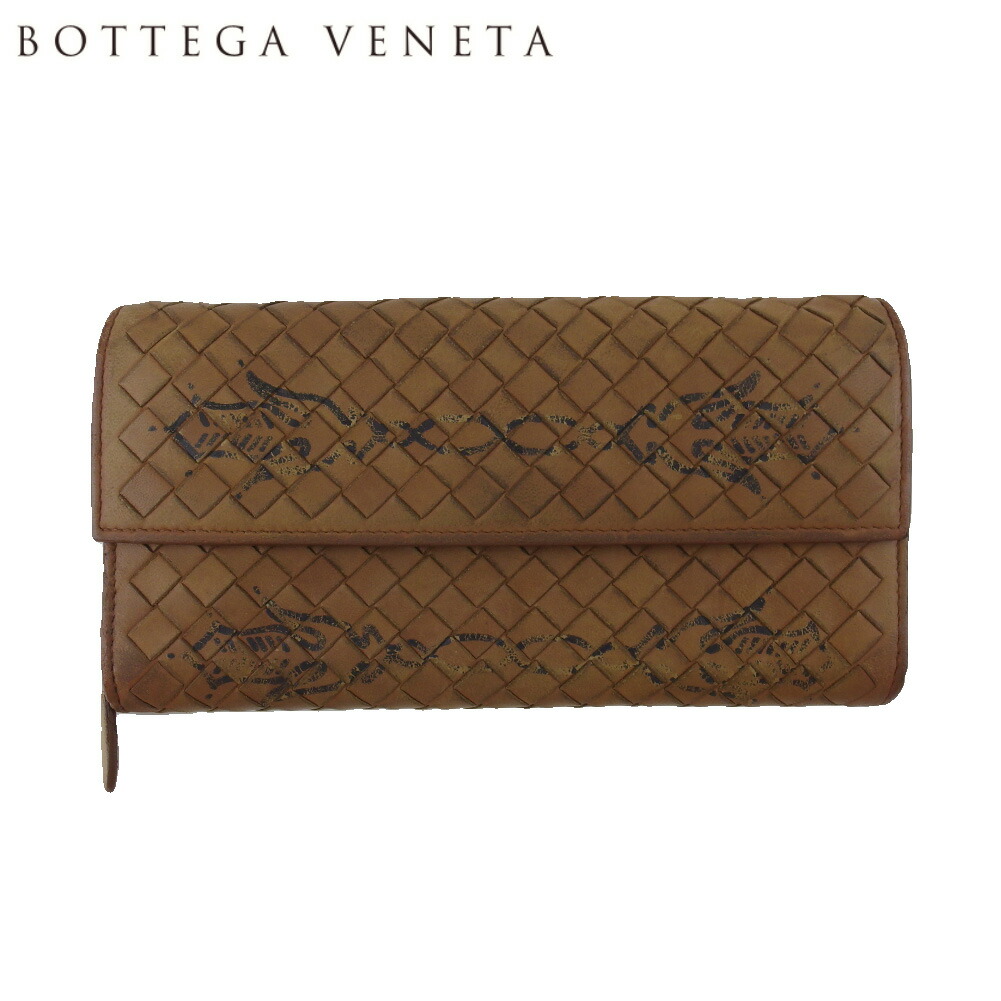 【お買い物マラソン★30％OFFクーポン】ボッテガヴェネタ BOTTEGAVENETA 長財布 イントレチャート ブラウン ブラック ゴールド メンズ 中古 ブランド ハイブランド ヴィンテージ 17,938円