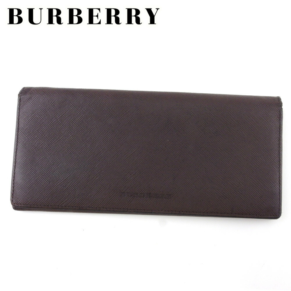 【お買い物マラソン★30％OFFクーポン】バーバリー BURBERRY 長財布 ロゴ ブラウン シルバー メンズ 中古 ブランド ハイブランド ヴィンテージ