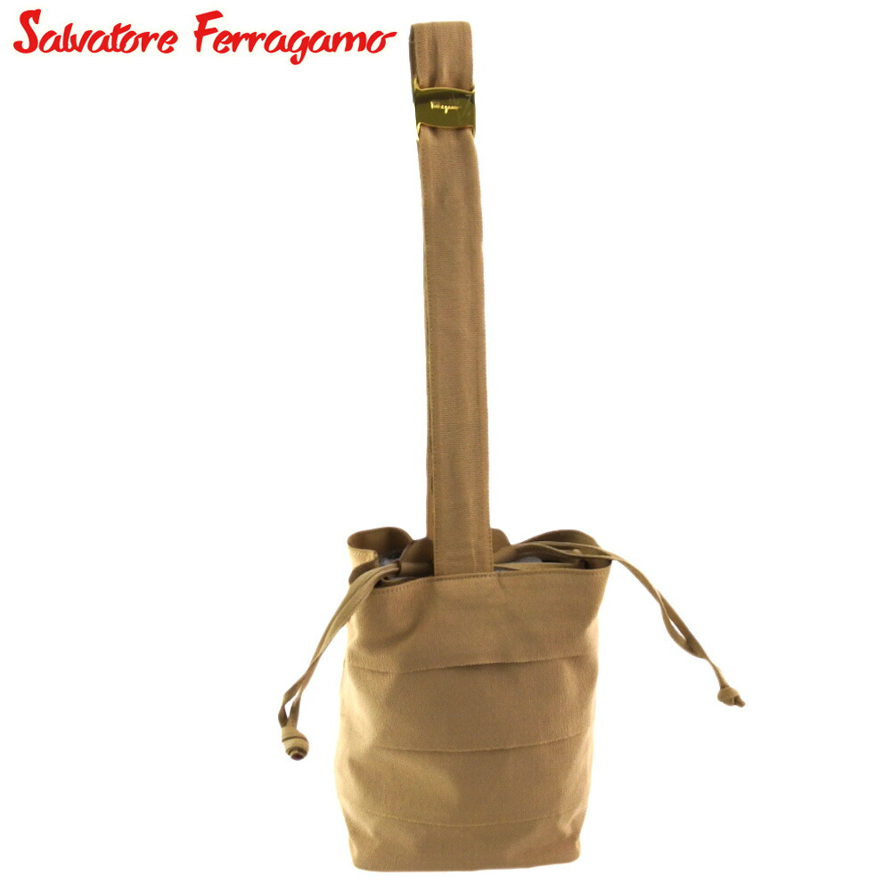【週日制限事項SALE★24％OFF引き換え証】サルヴァトーレフェラガモ Salvatore Ferragamo ショルダーバッグ ヴァラ ティアード ベージュ ゴールド メンズ 中古 ブランド名 御機嫌ブランド名 ヴィンテージ