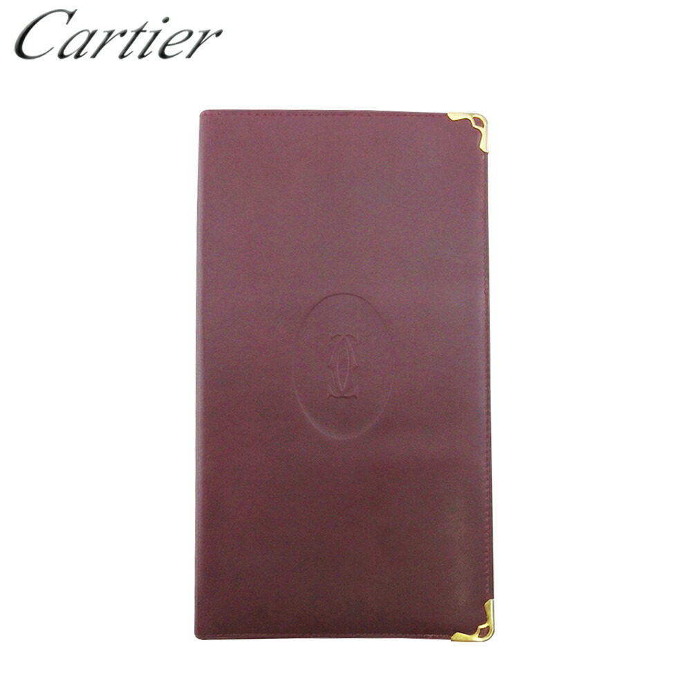 【決算前SALE★50％OFFクーポン券】カルティエ CARTIER 紙入れ 船檣伝達ルート ボルドーワイン ゴールド レディース 中古 ブランド名 ご機嫌ブランド名 ヴィンテージ