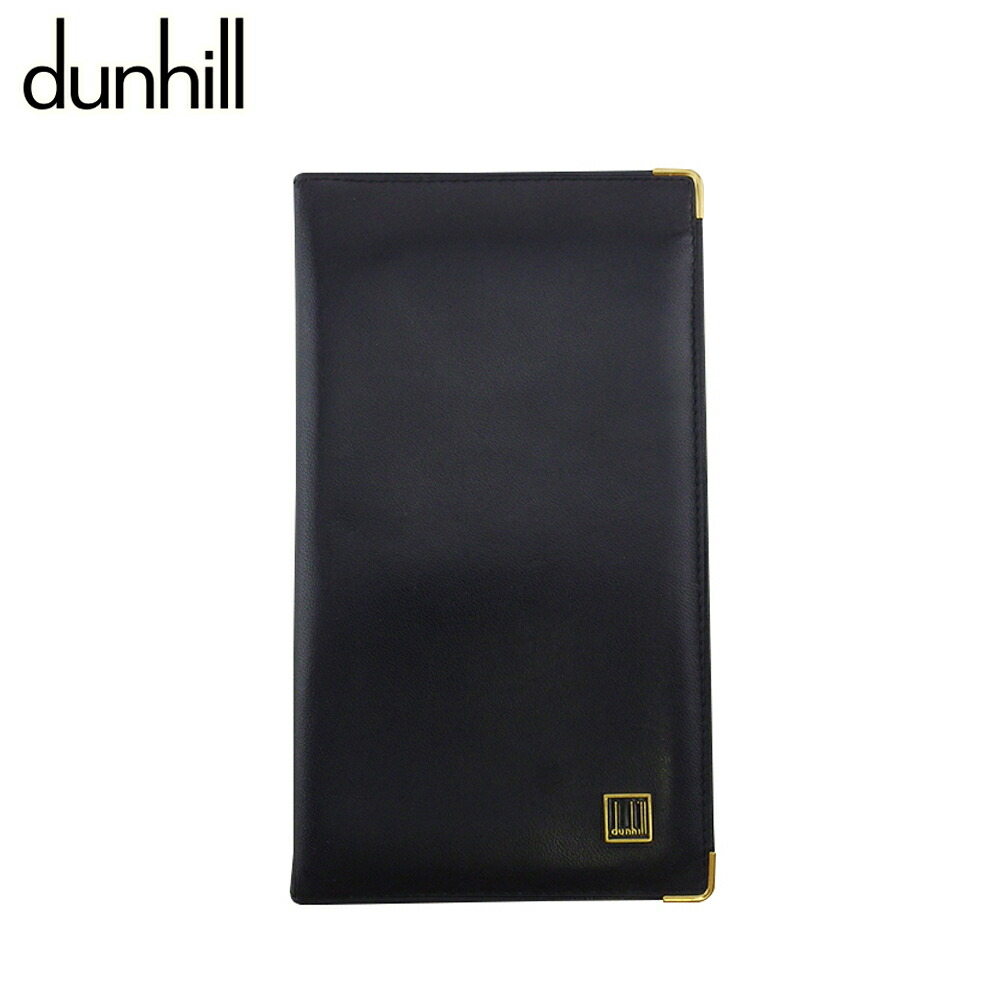 【決算前SALE★50％OFFクーポン】ダンヒル Dunhill 札入れ ロゴプレート ブラック ゴールド レディース 中古 ブランド ハイブランド ヴィンテージ