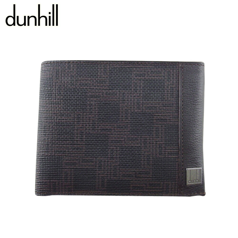 【決算前SALE★50％OFFクーポン】ダンヒル Dunhill 二つ折り財布 ディーエイト D8 ブラック ブラウン シルバー レディース 中古 ブランド ハイブランド ヴィンテージ