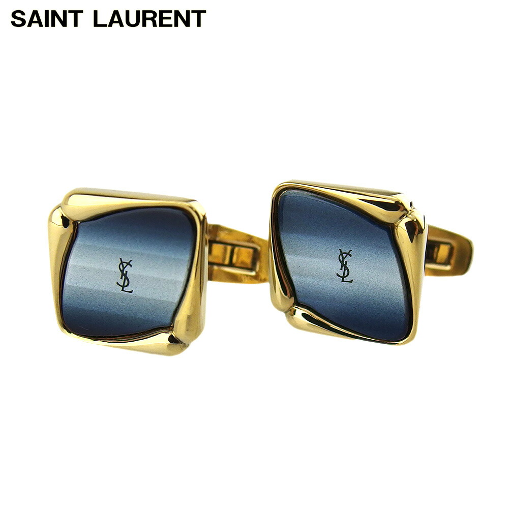 【雨季得SALE★21％OFF引き換え証】サンローラン SAINT LAURENT 折り返し YSLロゴタイプ スウィヴル式 ゴールド 米国海軍 薄墨色 薄墨色 メンズ 中古 ブランド名 御機嫌ブランド名 ヴィンテージ