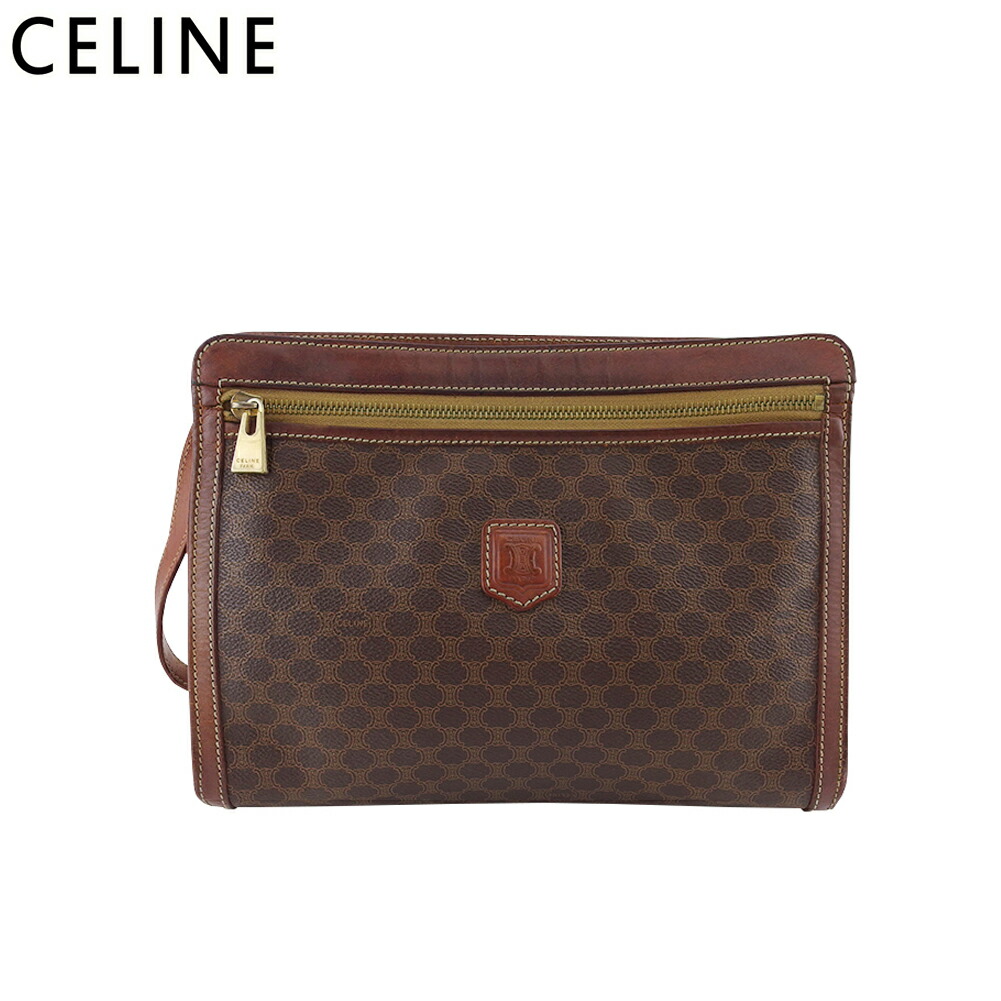 【雨季得SALE★21％OFFクーポン券】セリーヌ CELINE クラッチペダル御徒面子 マカダム 赤銅色 ベージュ ゴールド メンズ 中古 ブランド名 ご機嫌ブランド名 ヴィンテージ