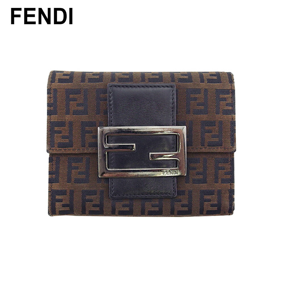 【雨季得SALE★21％OFFクーポン券】フェンディ FENDI 三つ折り紙入れ ズッキーノ 赤銅色 黒いこと レディース 中古 ブランド名 ご機嫌ブランド名 ヴィンテージ