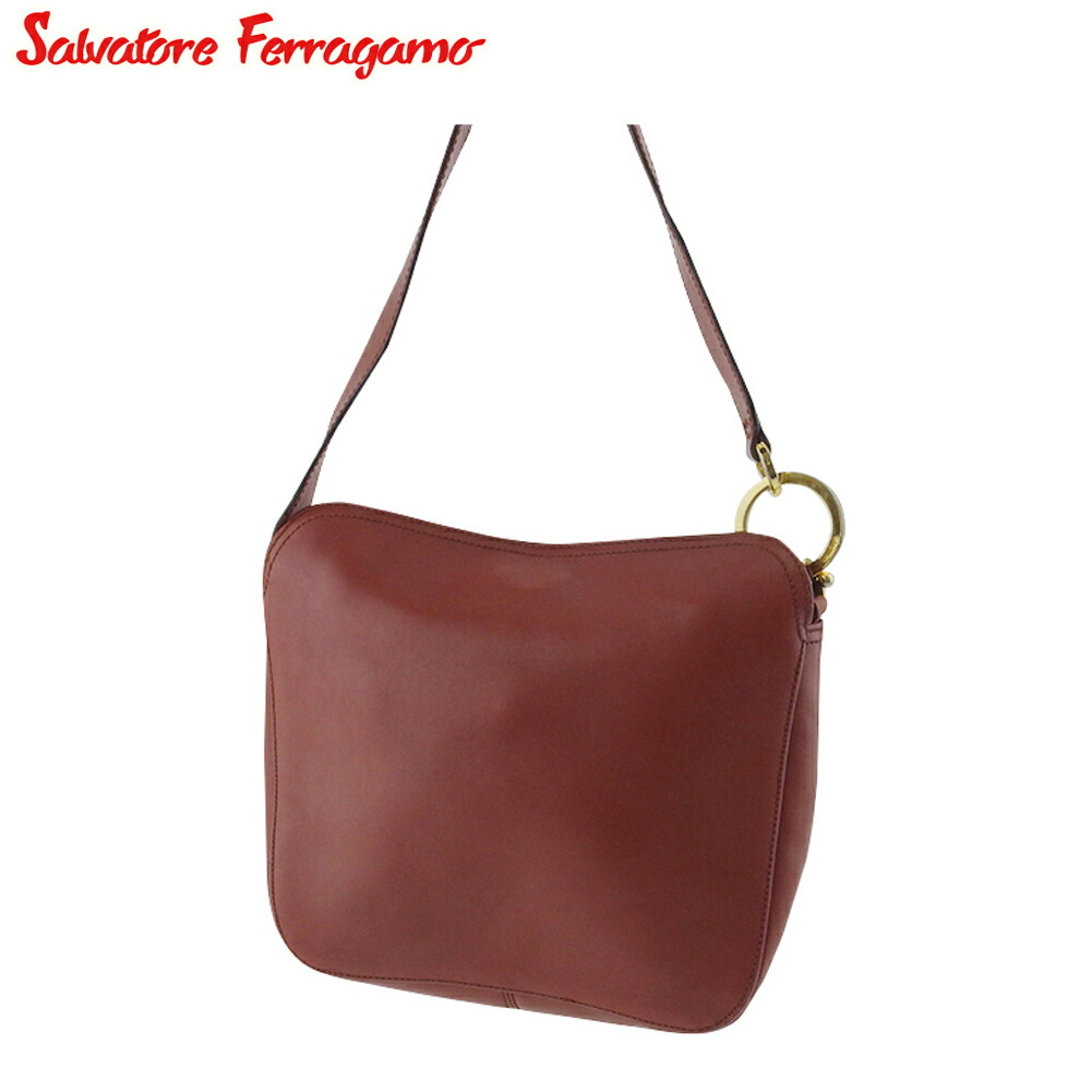 【お買い物マラソン★30%OFFクーポン】サルヴァトーレフェラガモ Salvatore Ferragamo ショルダーバッグ ブラウン ゴールド レディース 中古 ブランド ハイブランド ヴィンテージ|ブランドデポ