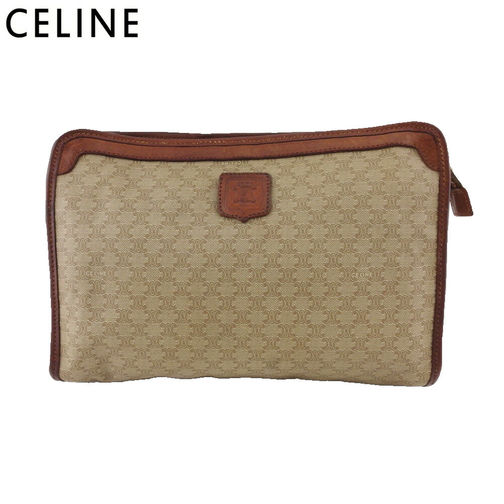 【お買い物マラソン★30％OFFクーポン】セリーヌ CELINE クラッチバッグ マカダム ベージュ ブラウン メンズ 中古 ブランド ハイブランド ヴィンテージ｜ブランドデポ