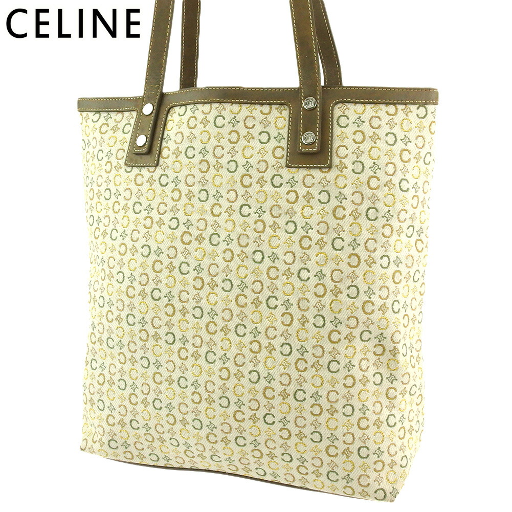 【お買い物マラソン★30%OFFクーポン】セリーヌ CELINE トートバッグ Cマカダム ベージュ グリーン ブラウン系 メンズ 中古 ブランド ハイブランド ヴィンテージ|ブランドデポ