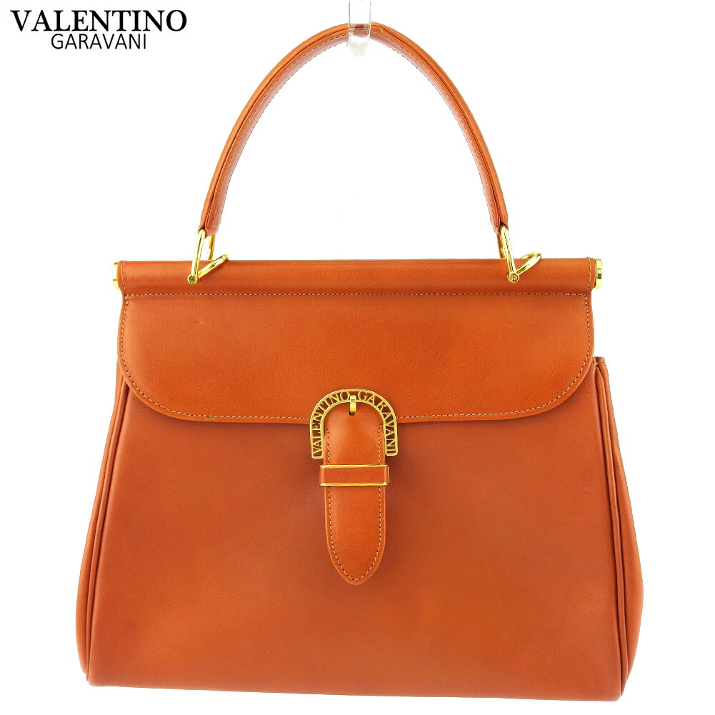 【お買い物マラソン★30%OFFクーポン】ヴァレンティノ・ガラヴァーニ Valentino Garavani ハンドバッグ ロゴベルト ブラウン ゴールド レディース 中古 ブランド ハイブランド ヴィンテージ|ブランドデポ