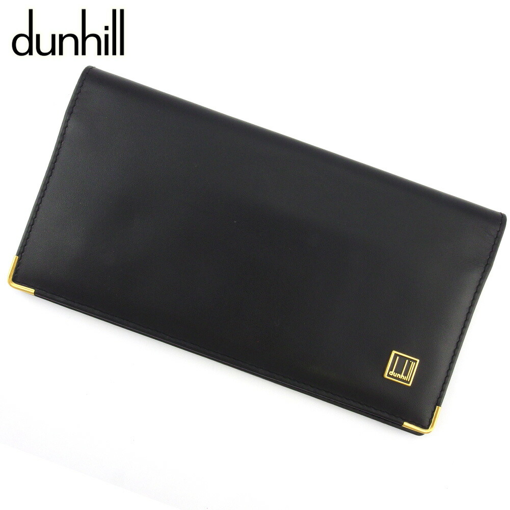 【お買い物マラソン★30％OFFクーポン】ダンヒル Dunhill 札入れ ロゴプレート ブラック ゴールド メンズ 中古 ブランド ハイブランド ヴィンテージ｜ブランドデポ