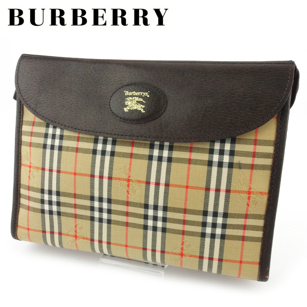 【雨季得SALE★21％OFFクーポン券】赤ちょうちんバリー BURBERRY クラッチペダル御徒面子 照合のしるし ベージュ系 赤銅色 ゴールド メンズ 中古 ブランド名 ご機嫌ブランド名 ヴィンテージ