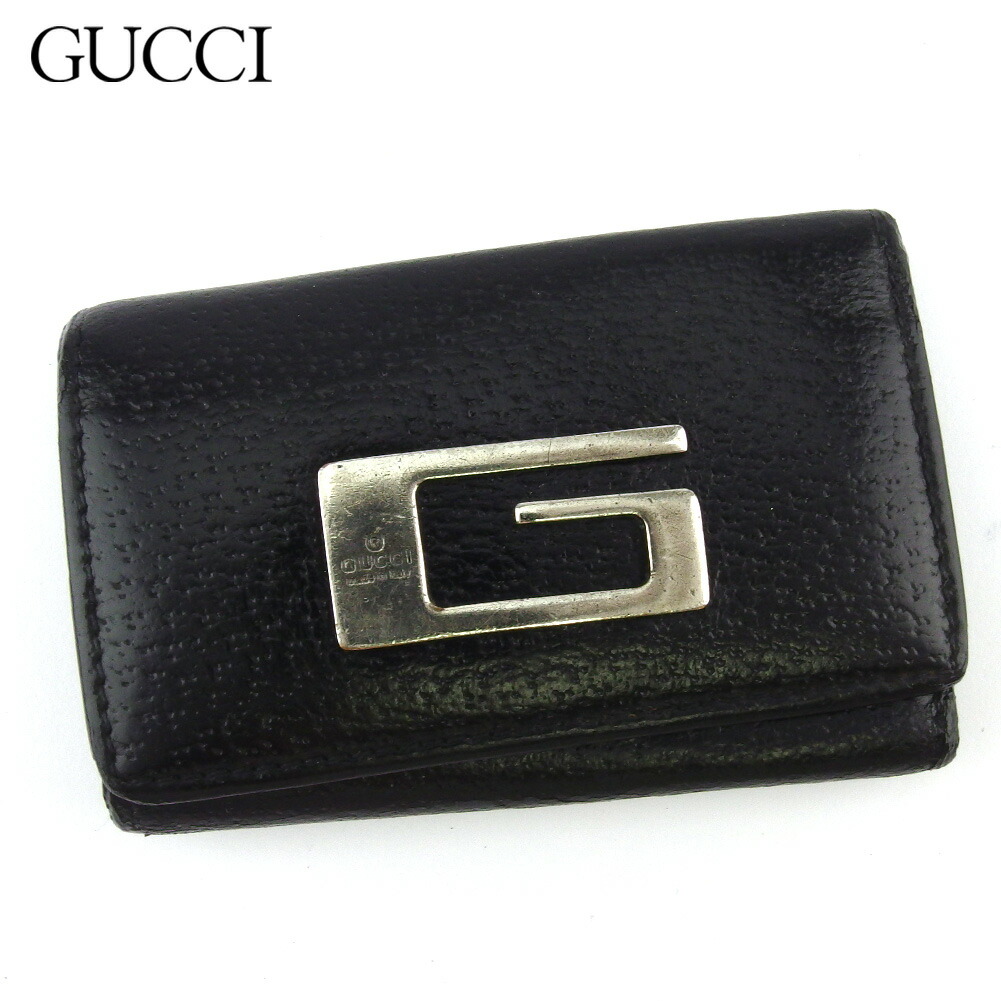 【お買い物マラソン★30％OFFクーポン】グッチ GUCCI キーケース Gマーク ブラック シルバー メンズ 中古 ブランド ハイブランド ヴィンテージ
