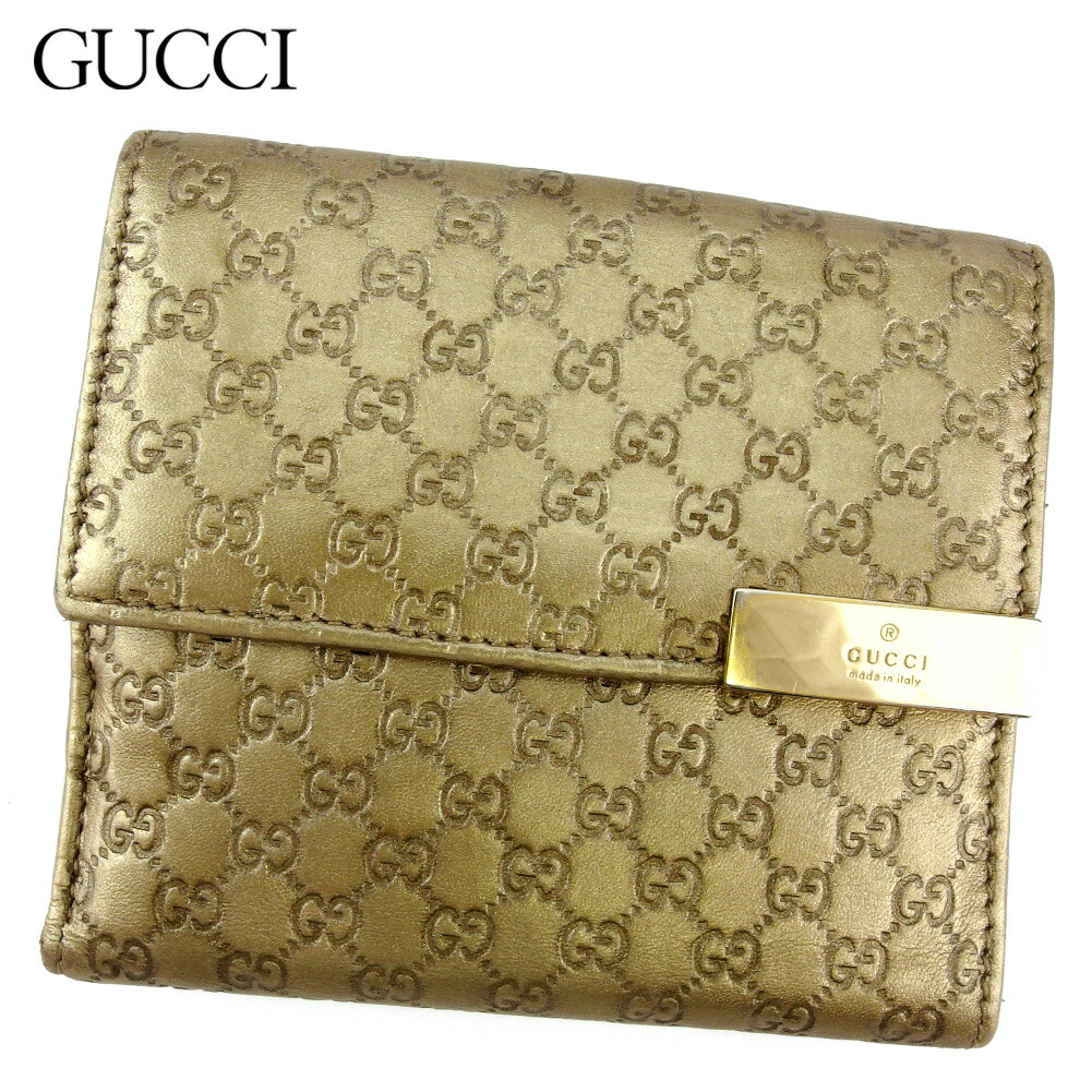 【雨季得SALE★21％OFFクーポン券】グッチ GUCCI 二つ折り紙入れ グッチシマ ゴールド メンズ 中古 ブランド名 ご機嫌ブランド名 ヴィンテージ