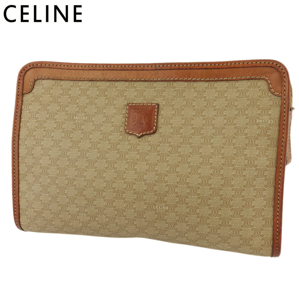 【Fashion Special Fair★24％OFFクーポン】セリーヌ CELINE クラッチバッグ マカダム ベージュ ブラウン メンズ 中古 ブランド ハイブランド ヴィンテージ