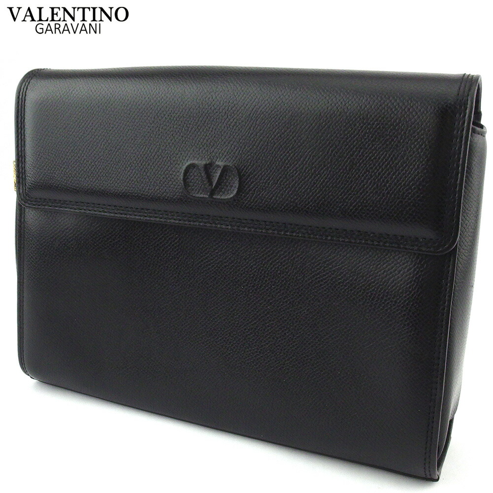 【雨季得SALE★21％OFFクーポン券】ヴァレンティノ・ガラヴァーニ Valentino Garavani クラッチペダル御徒面子 V目じるし タッセル付き添い人 黒いこと ゴールド メンズ 中古 ブランド名 ご機嫌ブランド名 ヴィンテージ