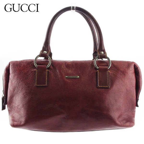 【お買い物マラソン★30%OFFクーポン】グッチ GUCCI ハンドバッグ ロゴプレート ボルドー シルバー レディース 中古 ブランド ハイブランド ヴィンテージ|ブランドデポ