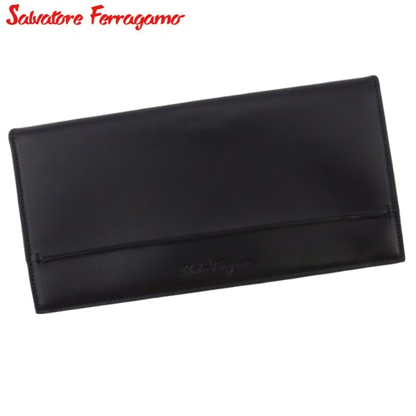 【雨季得SALE★21％OFFクーポン券】サルヴァトーレフェラガモ Salvatore Ferragamo 紙入れ ロゴタイプ 黒いこと レディース 中古 ブランド名 ご機嫌ブランド名 ヴィンテージ