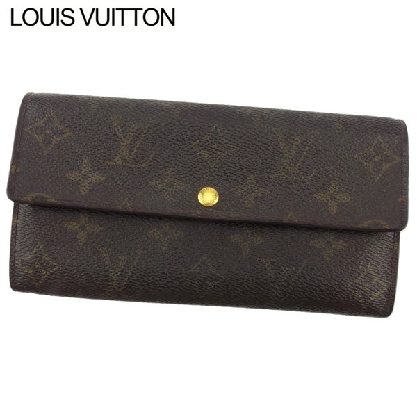 【お買い物マラソン★30％OFFクーポン】ルイ・ヴィトン LOUIS VUITTON 長財布 モノグラム ポシェットポルトモネクレディ ブラウン ベージュ ゴールド レディース 中古 ブランド ハイブランド ヴィンテージ｜ブランドデポ