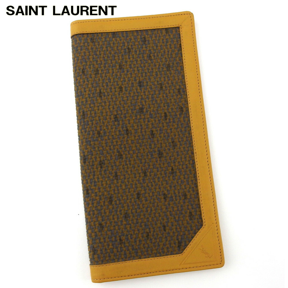 【お買い物マラソン★30%OFFクーポン】サンローラン SAINT LAURENT 札入れ YSLロゴ ベージュ グレー 灰色 メンズ 中古 ブランド ハイブランド ヴィンテージ|ブランドデポ