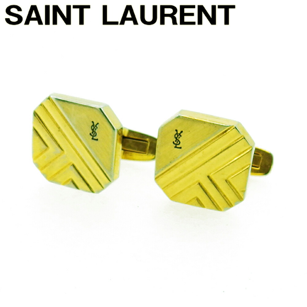 【雨季得SALE★21％OFF引き換え証】サンローラン SAINT LAURENT 折り返し YSLロゴタイプ スウィヴル式 ゴールド 黒いこと メンズ 中古 ブランド名 御機嫌ブランド名 ヴィンテージ