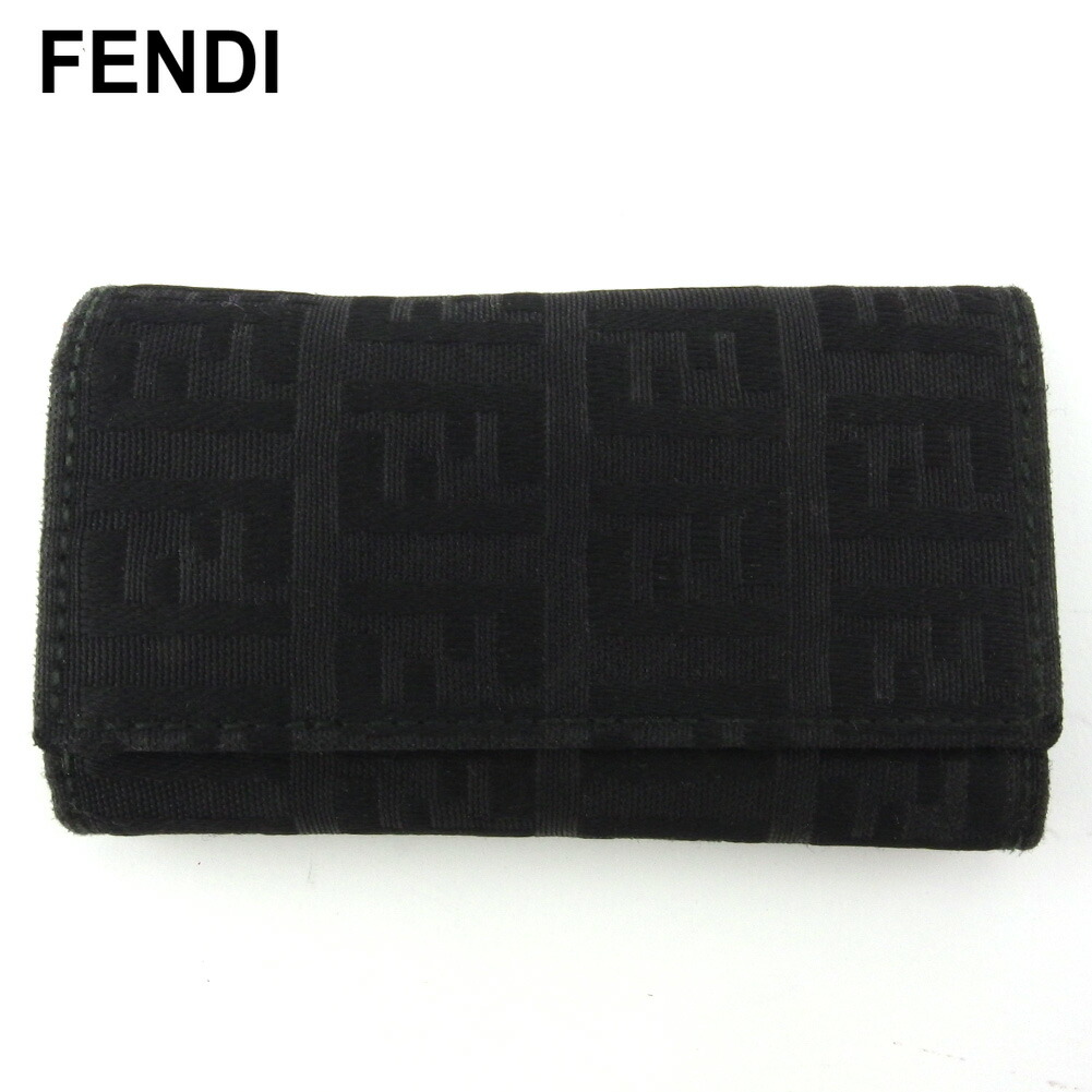 【Fashion Special Fair★29％OFFクーポン】フェンディ FENDI キーケース ズッキーノ ブラック メンズ 中古 ブランド ハイブランド ヴィンテージ