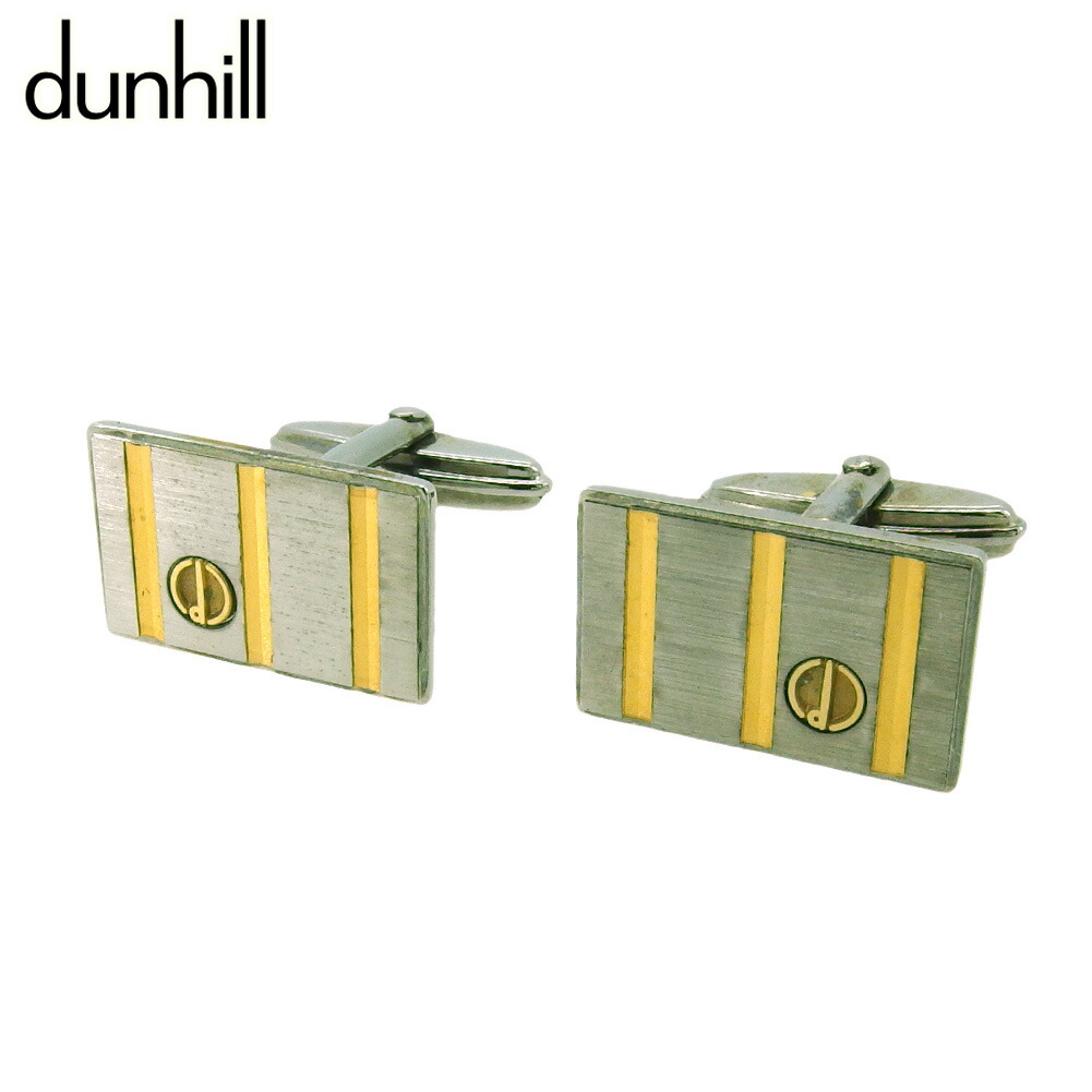 【月入り替わり大売り出し★29％OFF引き換え証】ダン吸血鬼 Dunhill 折り返し d目じるし 真四角形姿 スウィヴル式 しろがね色 ゴールド メンズ 中古 ブランド名 御機嫌ブランド名 ヴィンテージ