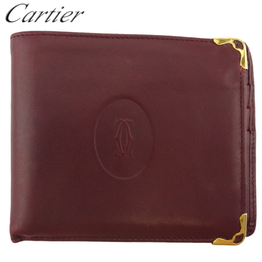 【月代わりの人大売り出し★29％OFFクーポン券】カルティエ CARTIER 紙入れ 船檣伝達ルート ボルドーワイン ゴールド メンズ 中古 ブランド名 ご機嫌ブランド名 ヴィンテージ