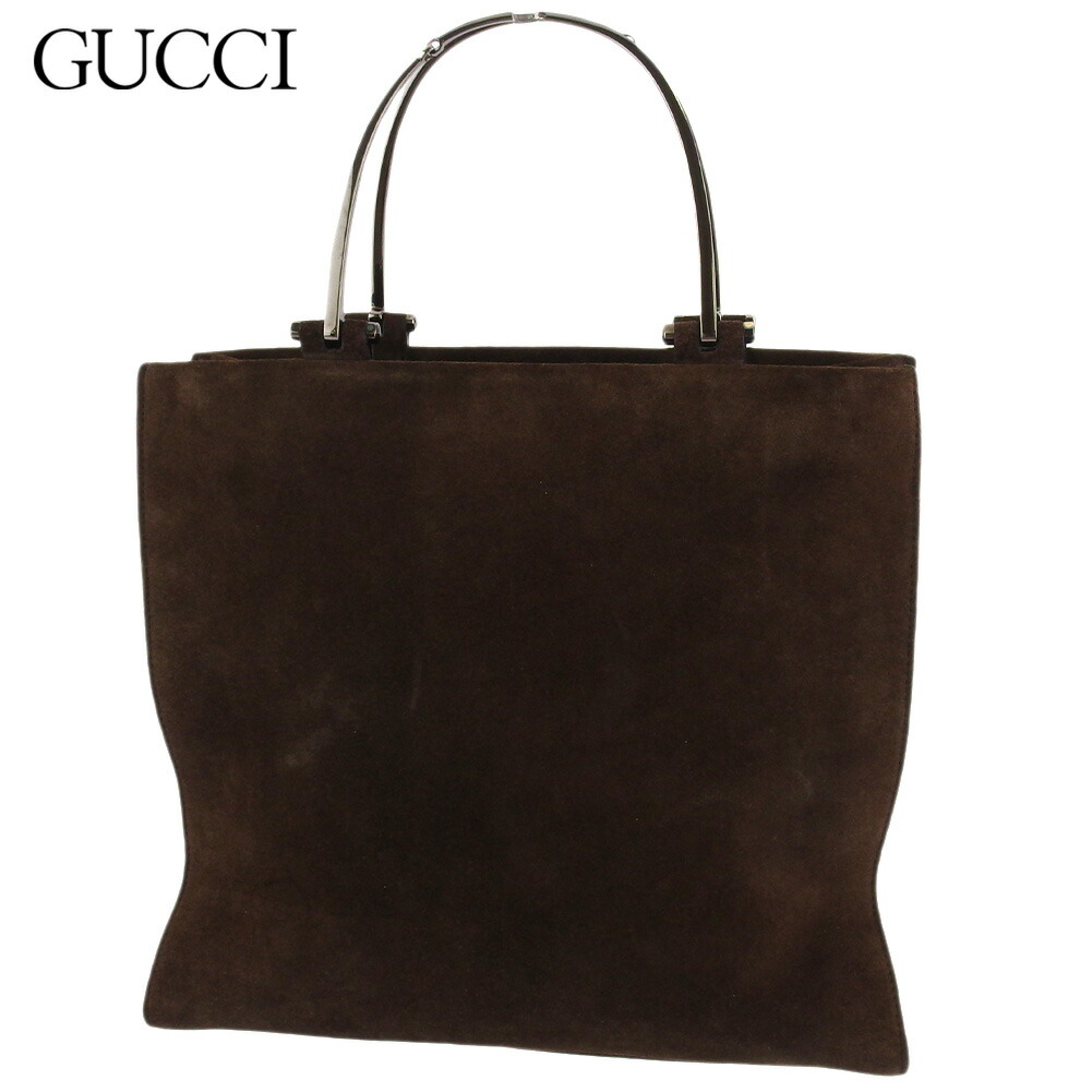 【お買い物マラソン★30%OFFクーポン】グッチ GUCCI トートバッグ ビットモチーフハンドル ブラウン シルバー メンズ 中古 ブランド ハイブランド ヴィンテージ