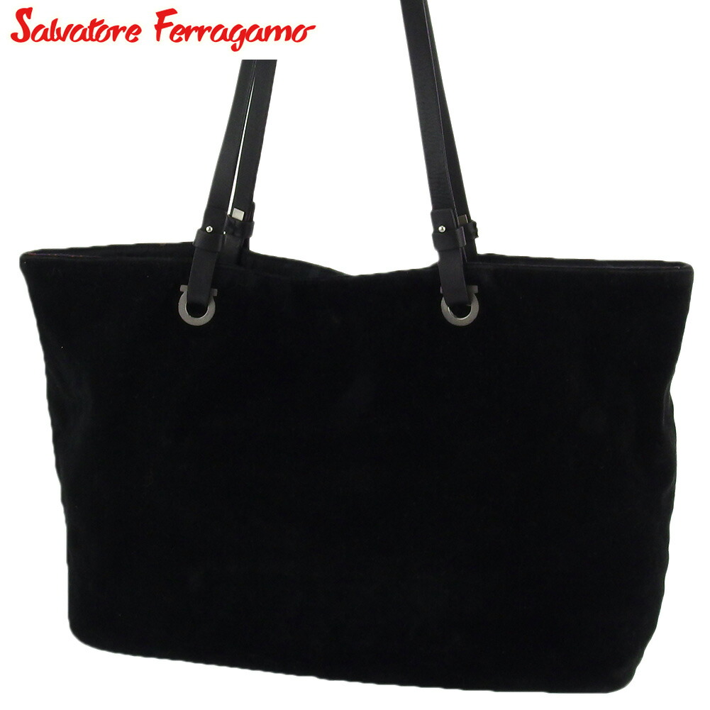 【お買い物マラソン★30%OFFクーポン】サルヴァトーレフェラガモ Salvatore Ferragamo トートバッグ ガンチーニ ブラック シルバー メンズ 中古 ブランド ハイブランド ヴィンテージ|ブランドデポ