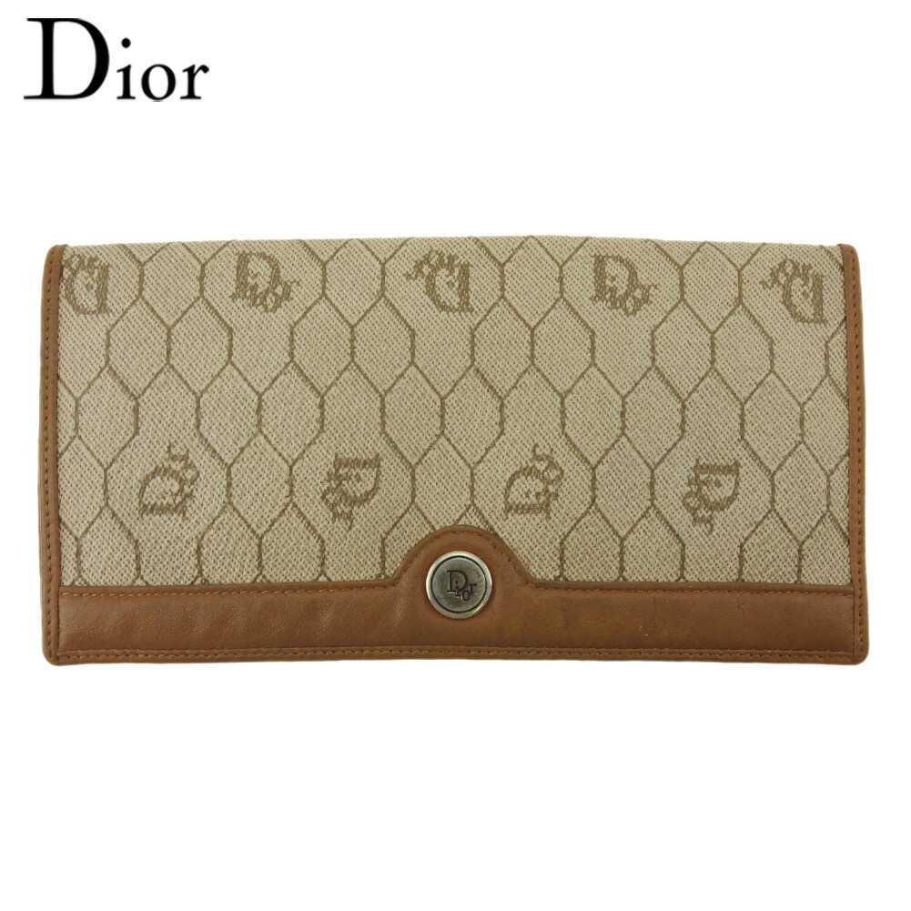 【雨季得SALE★21％OFFクーポン券】クリスチャンディオール Dior 紙入れ ハニカム オールドディオール ベージュ 赤銅色 メンズ 中古 ブランド名 ご機嫌ブランド名 ヴィンテージ