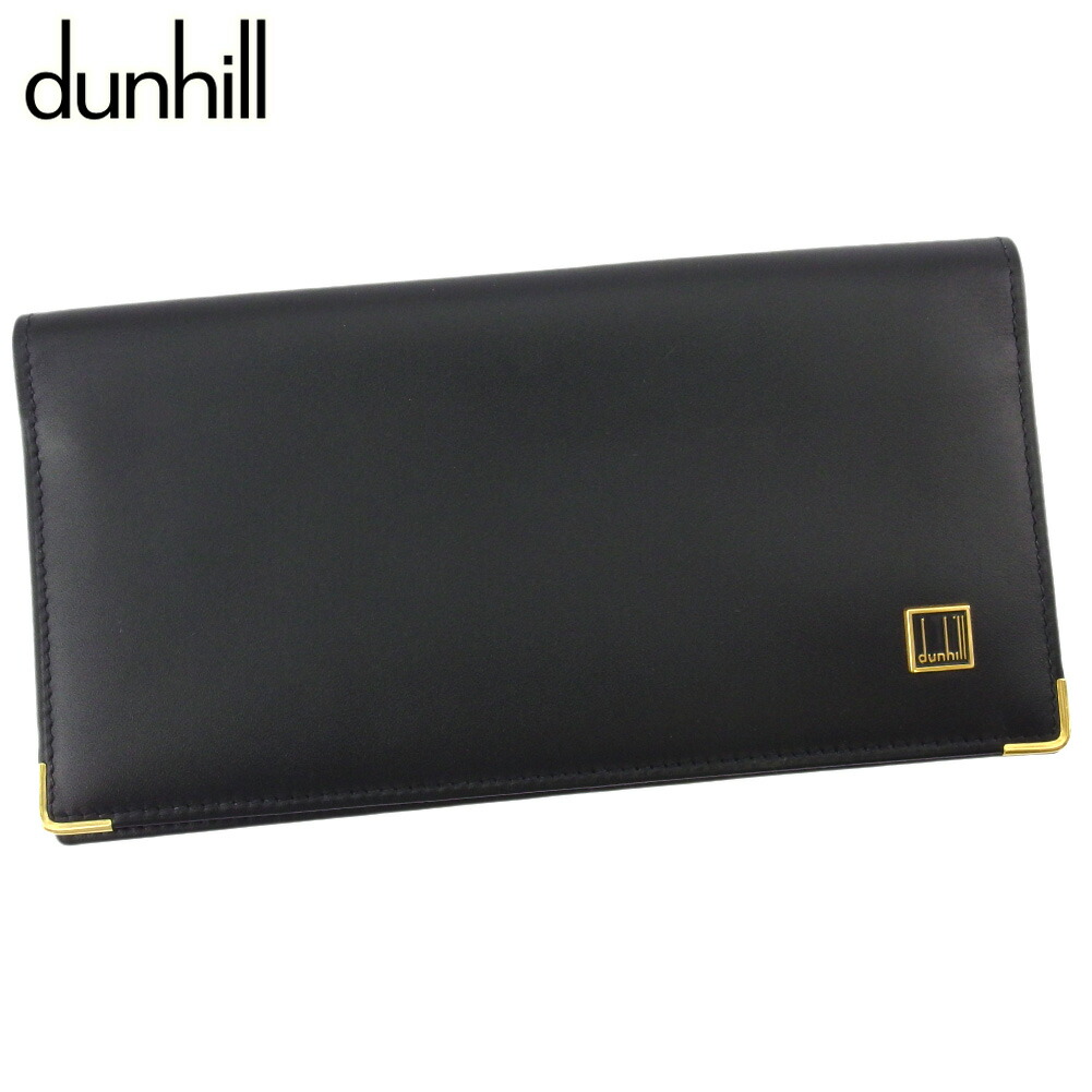 【お買い物マラソン★30％OFFクーポン】ダンヒル Dunhill 札入れ ロゴプレート ブラック ゴールド メンズ 中古 ブランド ハイブランド ヴィンテージ