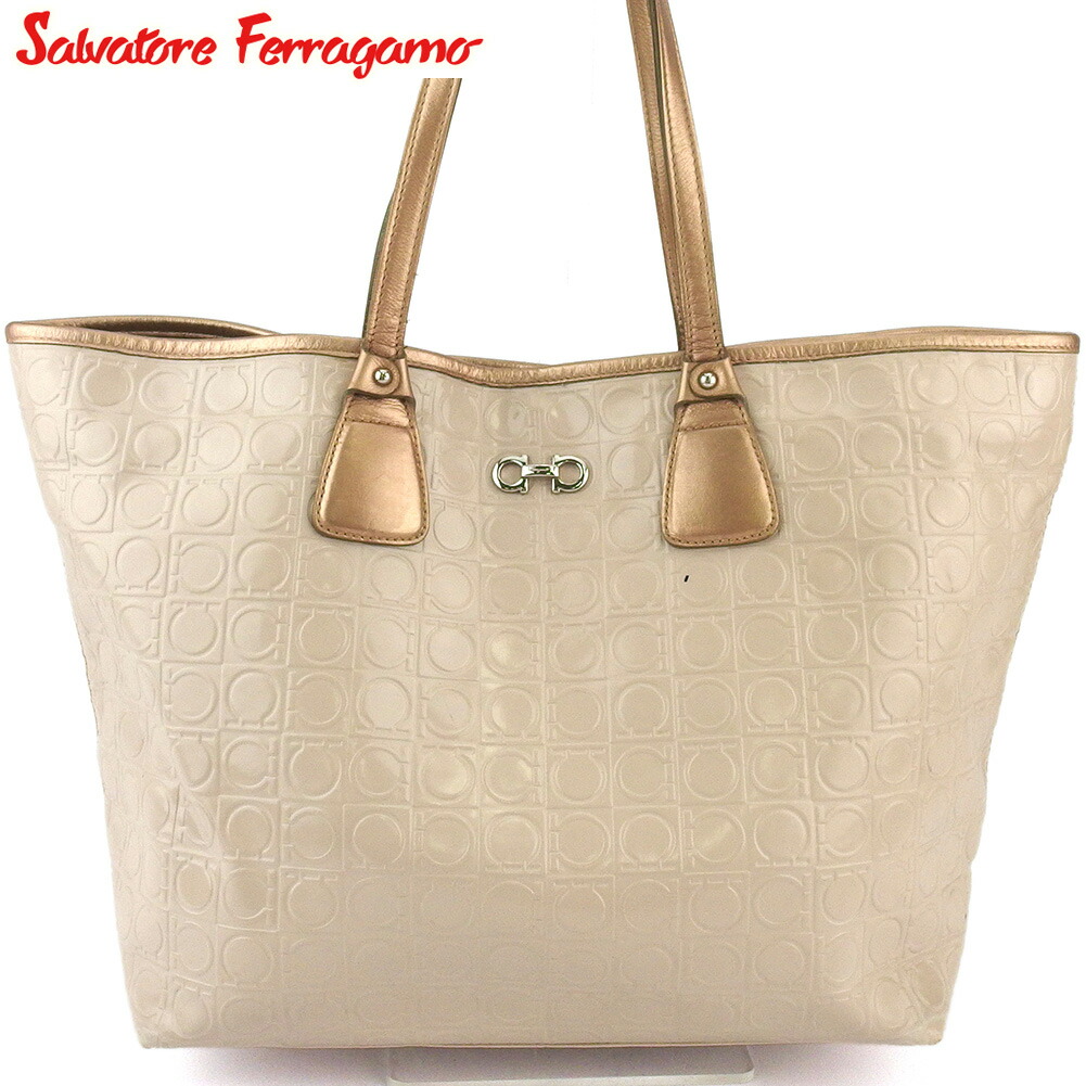 【お買い物マラソン★30%OFFクーポン】サルヴァトーレフェラガモ Salvatore Ferragamo トートバッグ ガンチーニ ピンク ベージュ ゴールド シルバー メンズ 中古 ブランド ハイブランド ヴィンテージ|ブランドデポ