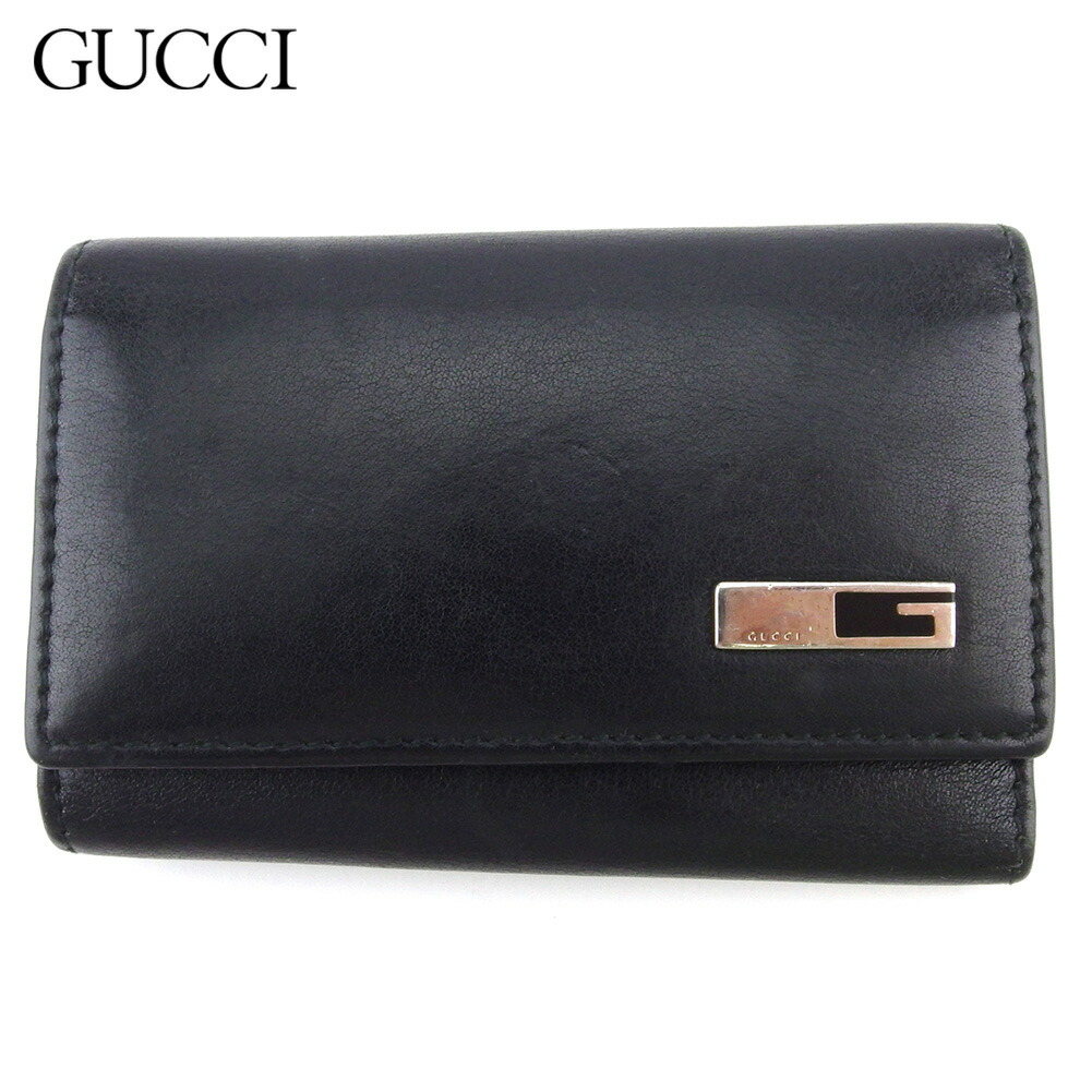 【お買い物マラソン★30％OFFクーポン】グッチ GUCCI キーケース Gマーク ブラック シルバー メンズ 中古 ブランド ハイブランド ヴィンテージ