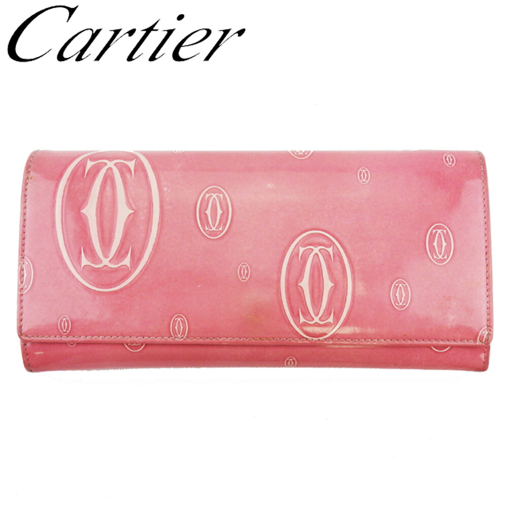 【雨季得SALE★21％OFFクーポン券】カルティエ CARTIER 長紙入れ 心うれしい誕生日 サクラ色 しろがね色 メンズ 中古 ブランド名 ご機嫌ブランド名 ヴィンテージ