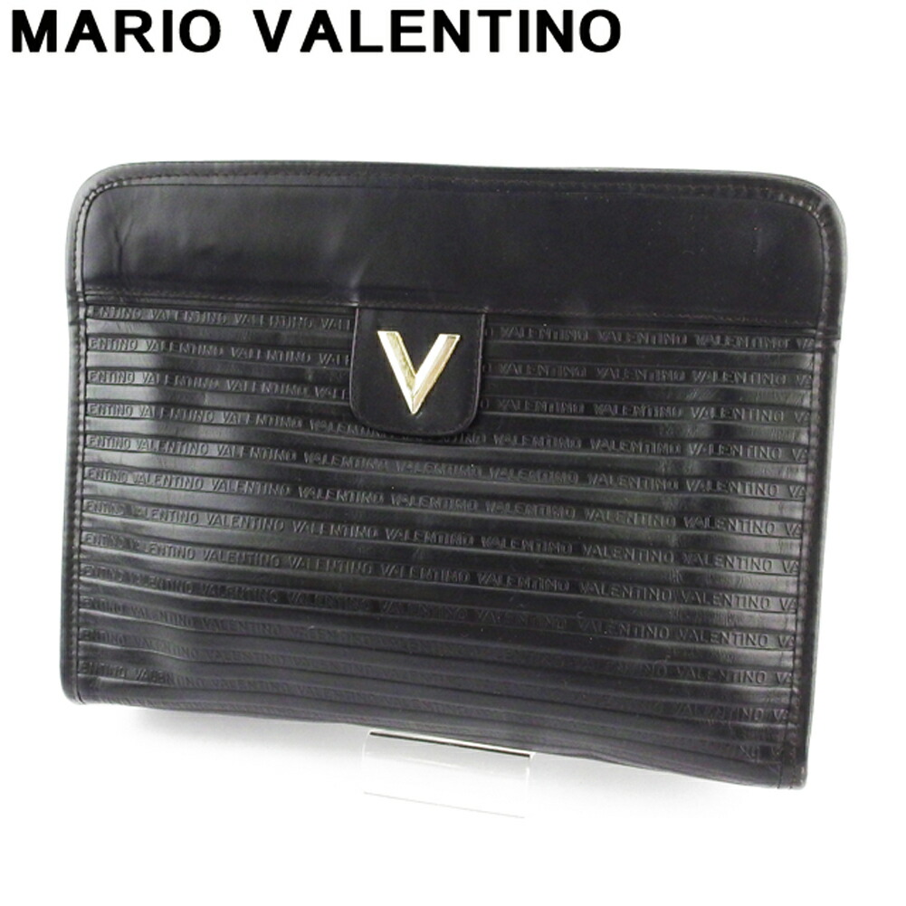 【お買い物マラソン★30％OFFクーポン】マリオ・ヴァレンティノ MARIO VALENTINO クラッチバッグ Vマーク ブラック シルバー ゴールド メンズ 中古 ブランド ハイブランド ヴィンテージ｜ブランドデポ