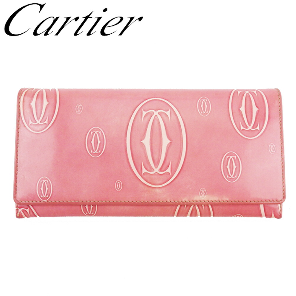 【百貨店SALE★最大限度50％OFF】カルティエ CARTIER 長紙入れ 心うれしい誕生日 サクラ色 メンズ 中古 ブランド名 ご機嫌ブランド名 ヴィンテージ