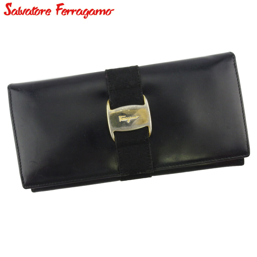 【月代わりの人大売り出し★29％OFFクーポン券】サルヴァトーレフェラガモ Salvatore Ferragamo 長紙入れ ヴァラ 黒いこと ゴールド メンズ 中古 ブランド名 ご機嫌ブランド名 ヴィンテージ