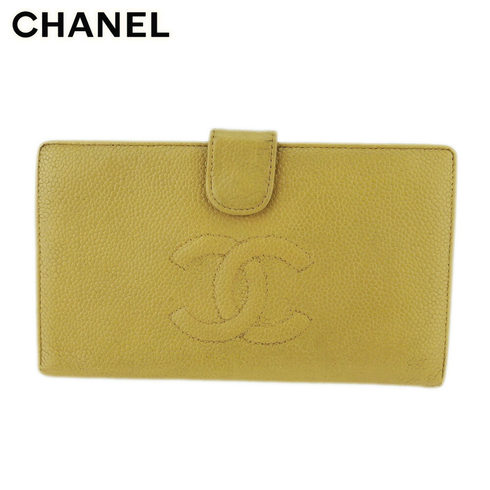 【雨季得SALE★21％OFF引き換え証】シャネル CHANEL 長札入れ キャビア素はだ ベージュ メンズ 中古 ブランド名 御機嫌ブランド名 ヴィンテージ