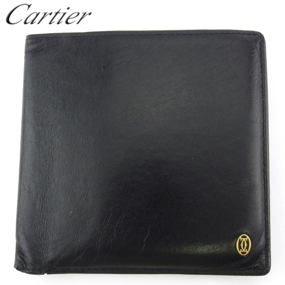 【お買い物マラソン★30％OFFクーポン】カルティエ CARTIER 二つ折り財布 パシャ ブラック ゴールド メンズ 中古 ブランド ハイブランド ヴィンテージ｜ブランドデポ