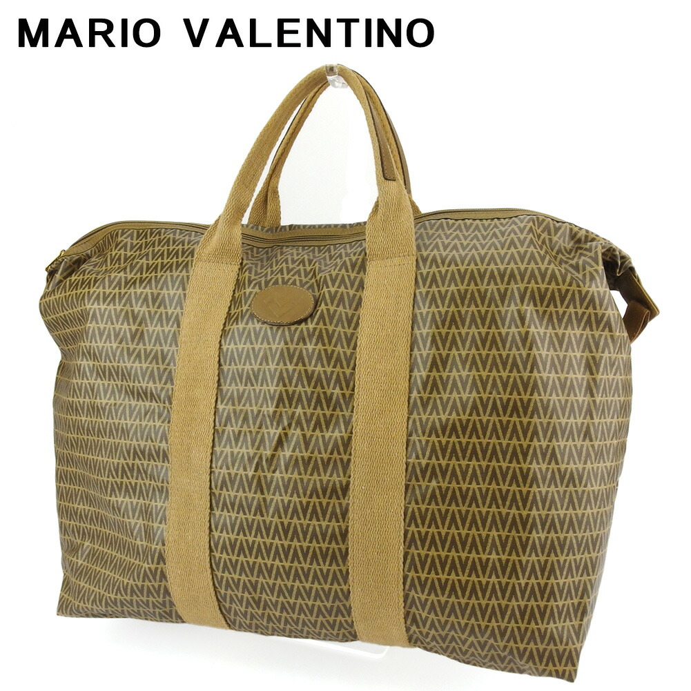 【お買い物マラソン★30%OFFクーポン】マリオ・ヴァレンティノ MARIO VALENTINO ボストンバッグ MVマーク ブラウン ベージュ メンズ 中古 ブランド ハイブランド ヴィンテージ|ブランドデポ