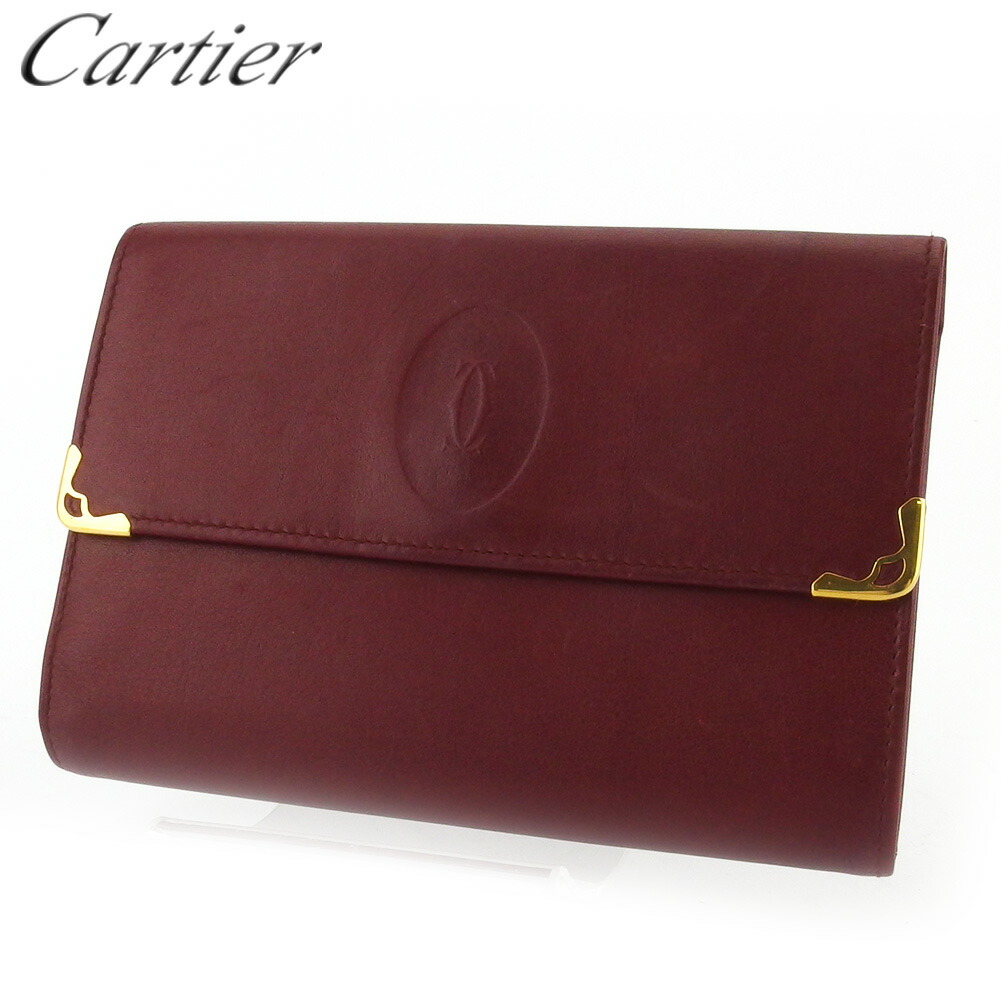 【雨季得SALE★21％OFFクーポン券】カルティエ CARTIER 三つ折り紙入れ 船檣伝達ルート ボルドーワイン ゴールド メンズ 中古 ブランド名 ご機嫌ブランド名 ヴィンテージ