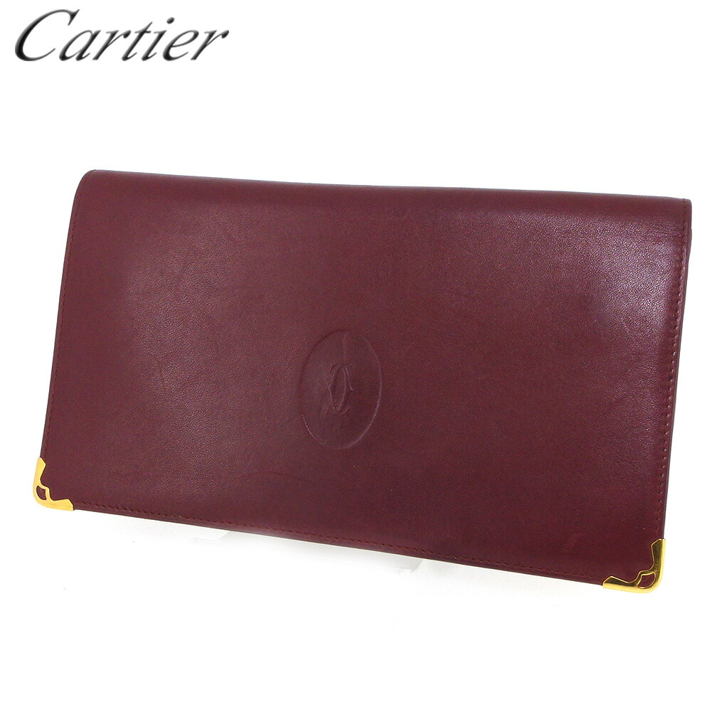 【Fashion Special Fair★28％OFF引き換え証】カルティエ CARTIER 長札入れ 帆檣伝達ルート ボルドーワイン ゴールド メンズ 中古 ブランド名 ご機嫌ブランド名 ヴィンテージ バッグ・小物・ブランド雑貨-財布・ケース-レディース財布