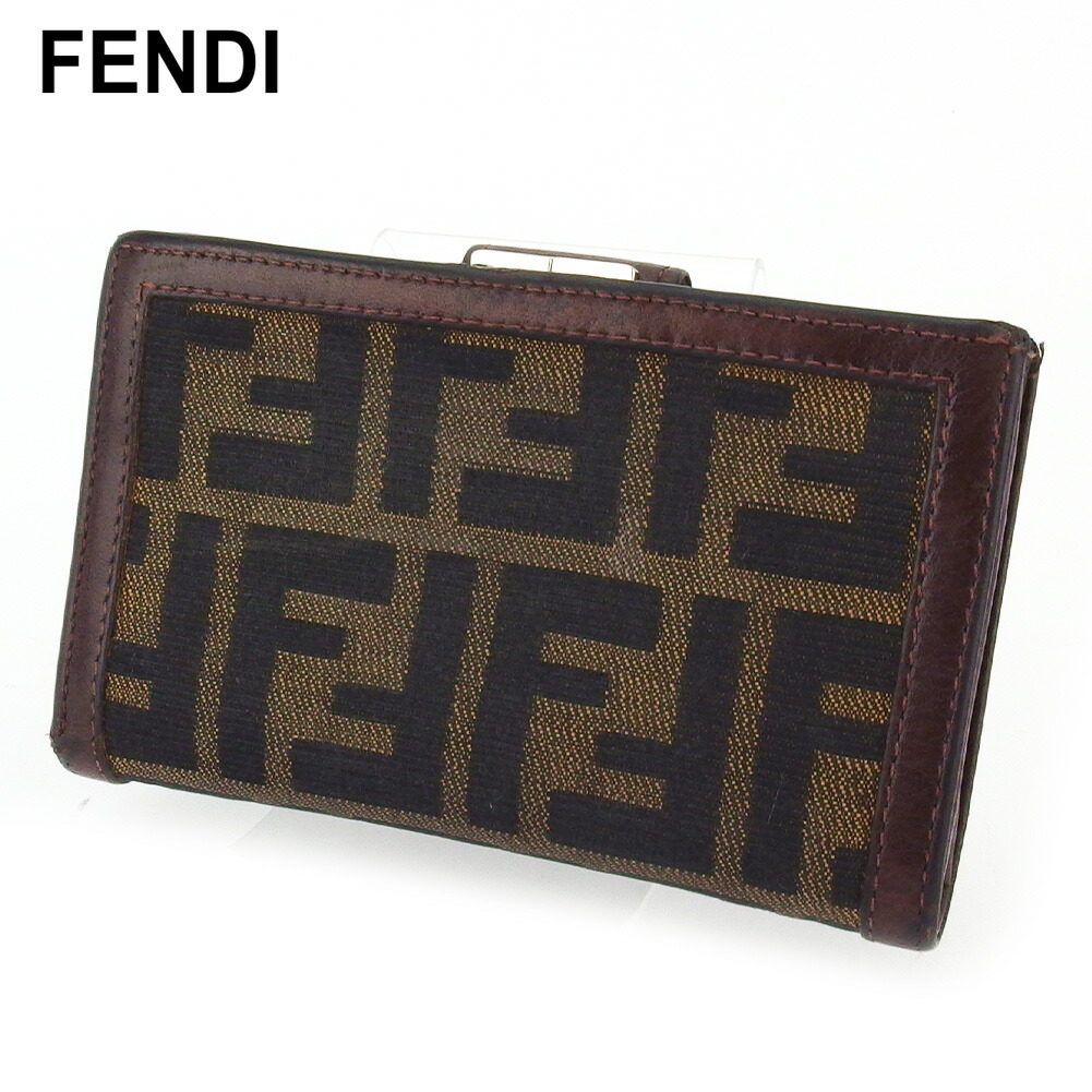 【雨季得SALE★21％OFFクーポン券】フェンディ FENDI 二つ折り紙入れ ズッカ 赤銅色 黒いこと ベージュ しろがね色 メンズ 中古 ブランド名 ご機嫌ブランド名 ヴィンテージ