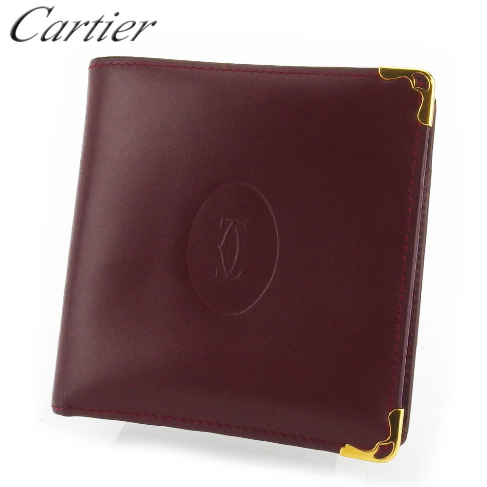 【雨季得SALE★21％OFFクーポン券】カルティエ CARTIER 二つ折り紙入れ 船檣伝達ルート ボルドーワイン ゴールド メンズ 中古 ブランド名 ご機嫌ブランド名 ヴィンテージ